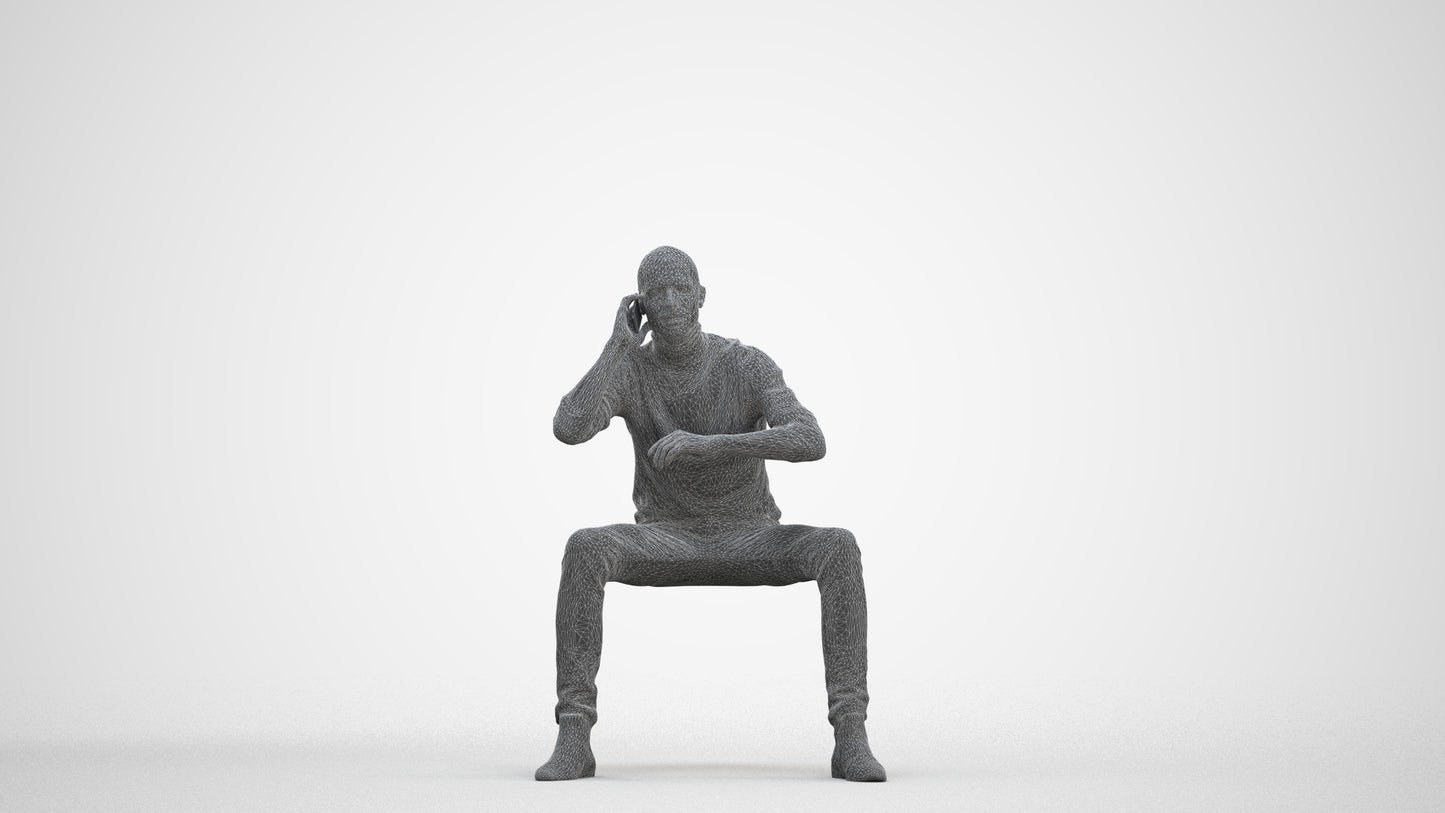 3D human model man casual business, photogrammetry scanned person for archviz, three-quarter front view render