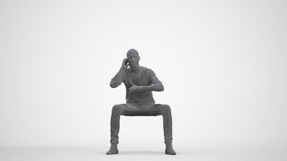 3D human model man casual business, photogrammetry scanned person for archviz, three-quarter front view render