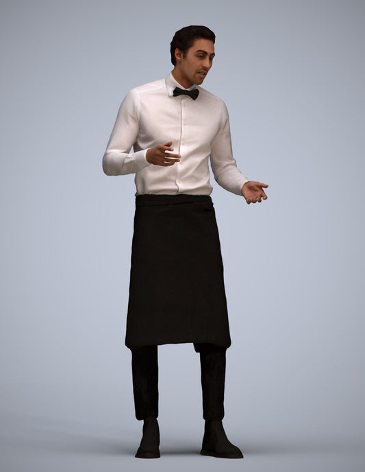 photogrammetry 3D man hospitality, realistic human model archviz FBX