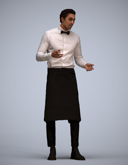 photogrammetry 3D man hospitality, realistic human model archviz FBX