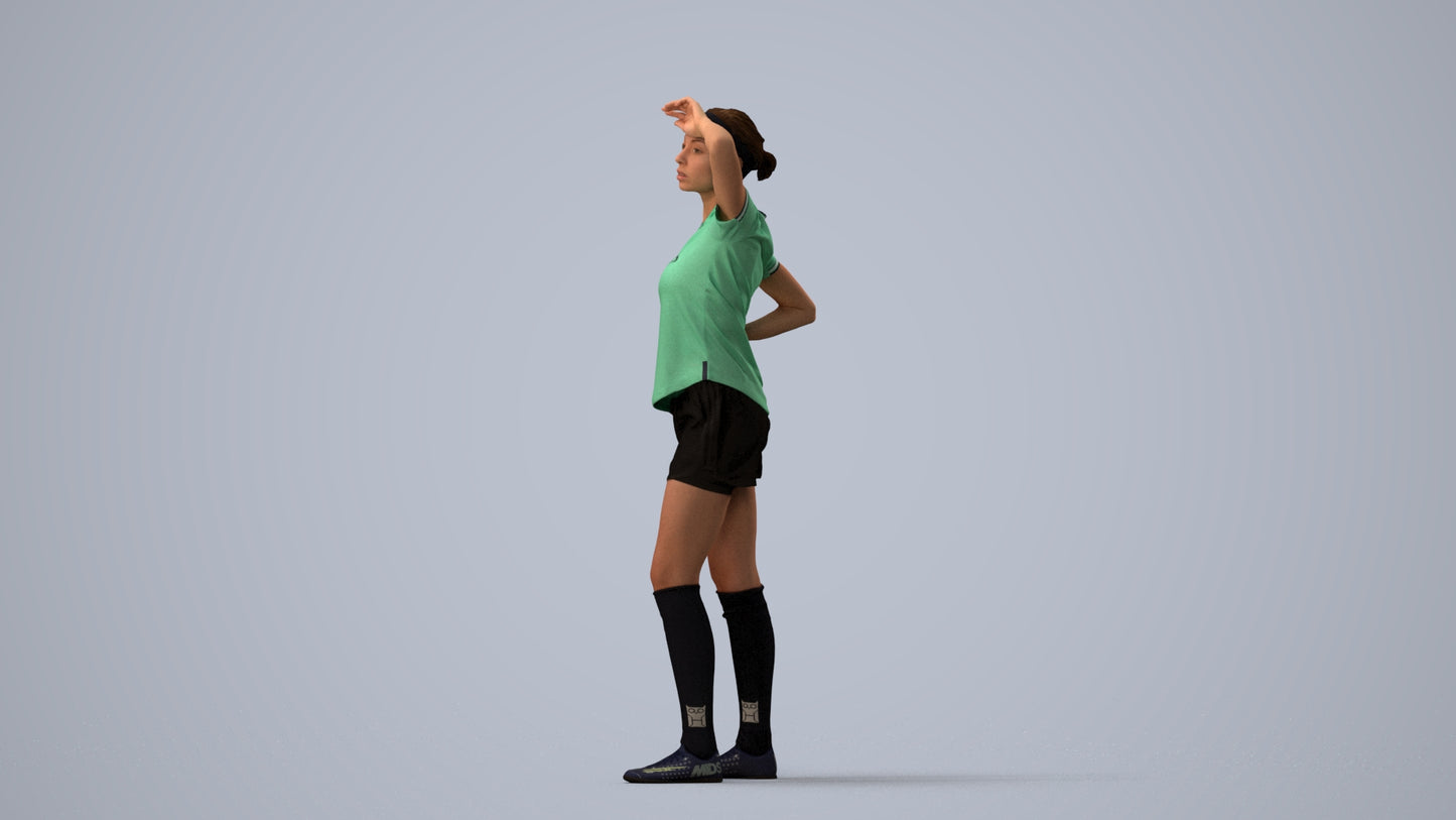 3D scanned woman sport, photorealistic archviz people for Enscape and SketchUp, three-quarter view render
