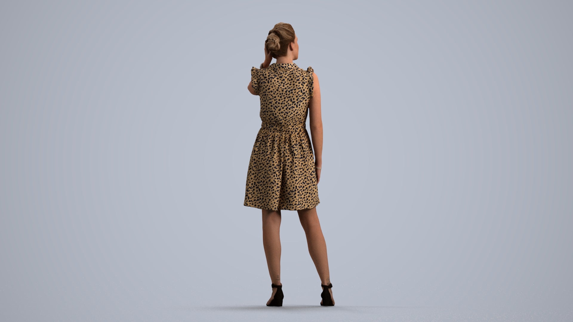 realistic 3D human woman casual standing, archviz people FBX OBJ for Blender, front view render