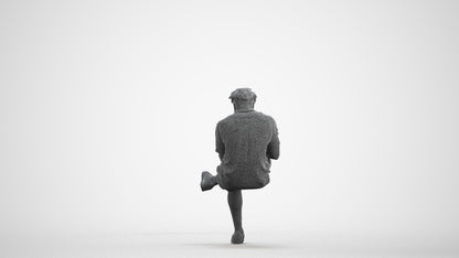 realistic 3D people man casual sitting, render-ready for V-Ray and Corona, FBX OBJ, wireframe front view