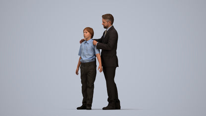 3D people model girl kids, scanned human for 3ds Max rendering, top-down view render