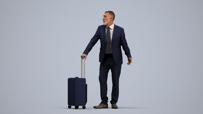realistic 3D senior man business, scanned archviz people for Blender and 3ds Max, standing pose render