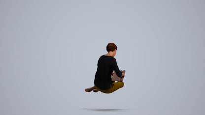 realistic 3D woman casual sitting, scanned archviz people for Blender and 3ds Max, front view render