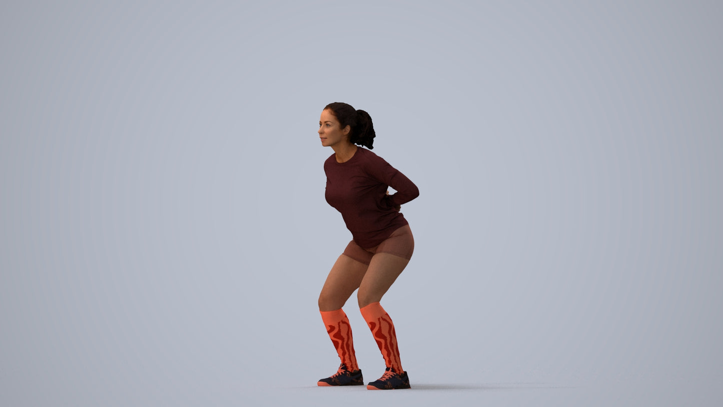 3D people model woman sport, scanned human for 3ds Max rendering, three-quarter view render