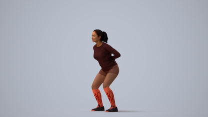 3D people model woman sport, scanned human for 3ds Max rendering, three-quarter view render