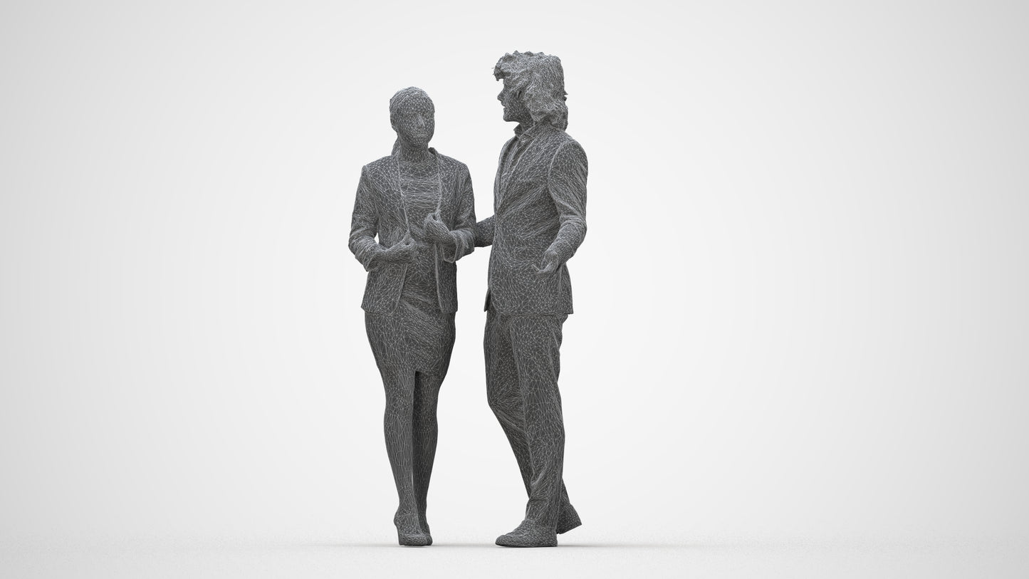 3D human model woman business, photogrammetry scanned person for archviz, wireframe back view