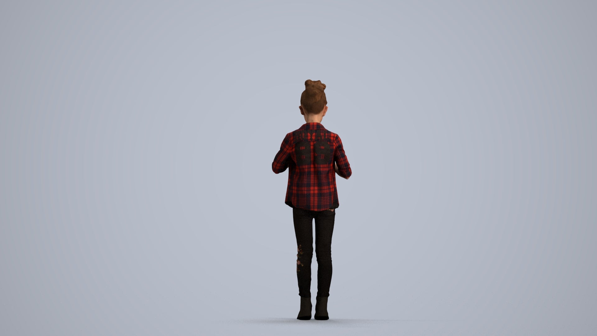 photogrammetry 3D girl casual kids, realistic human model archviz FBX, front view render