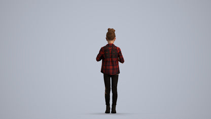 photogrammetry 3D girl casual kids, realistic human model archviz FBX, front view render