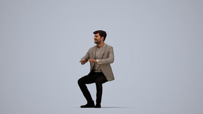 realistic 3D people man business sitting, render-ready for V-Ray and Corona, FBX OBJ, top-down view render