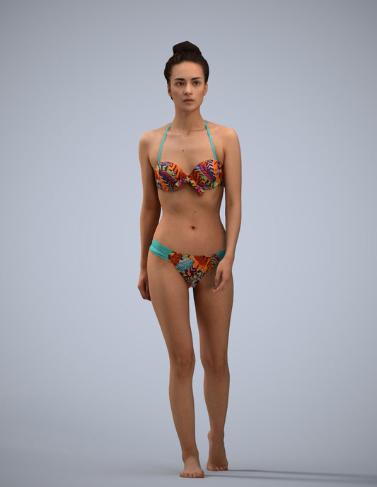 realistic 3D human woman pool, archviz people FBX OBJ for Blender