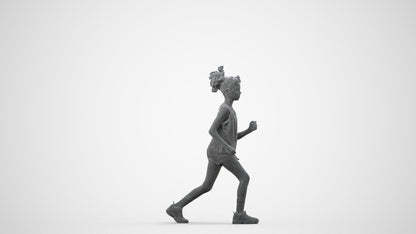 photogrammetry 3D girl sport kids, realistic human model archviz FBX, wireframe side view