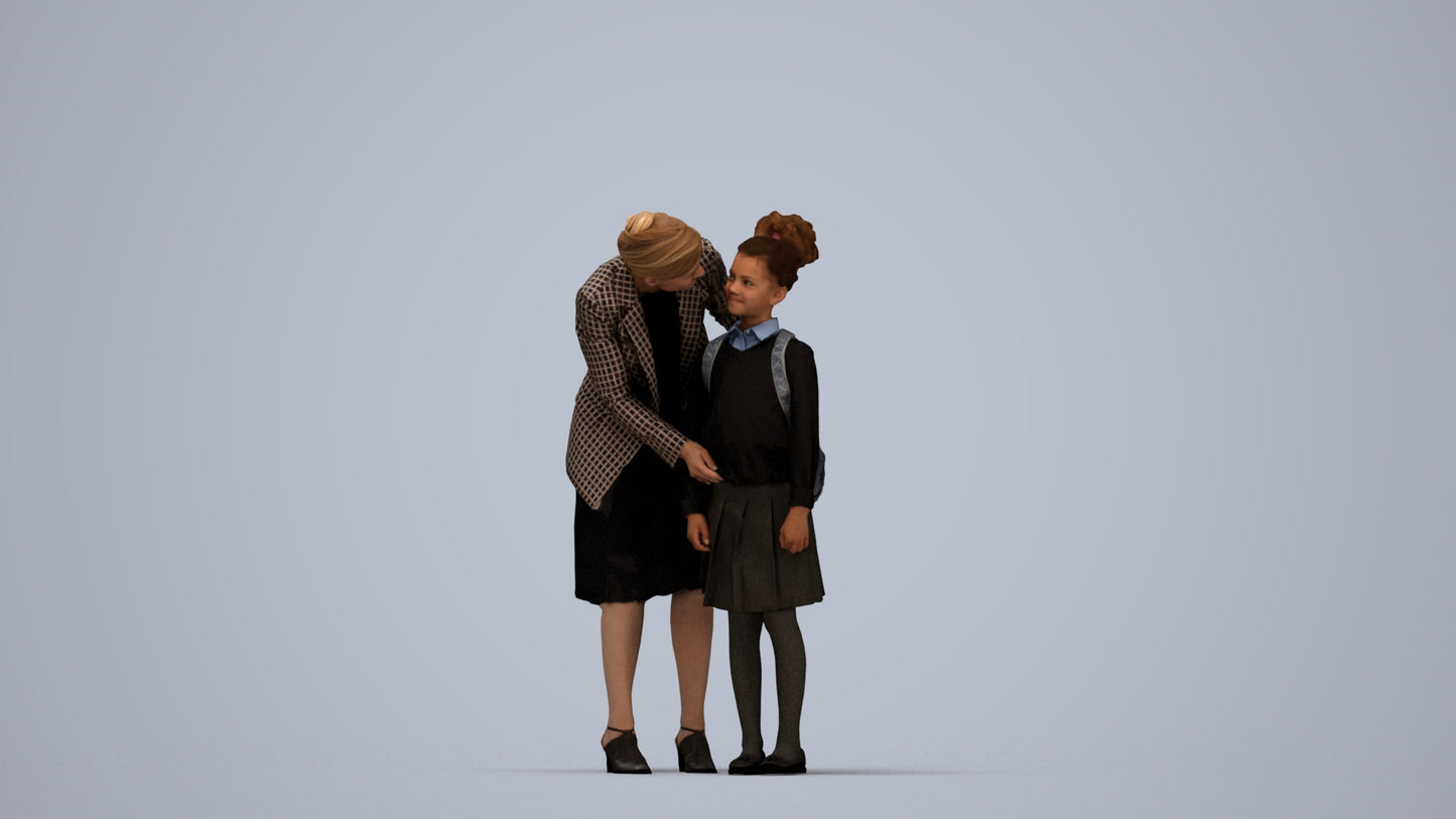 3D people model boy kids, scanned human for 3ds Max rendering, top-down view render