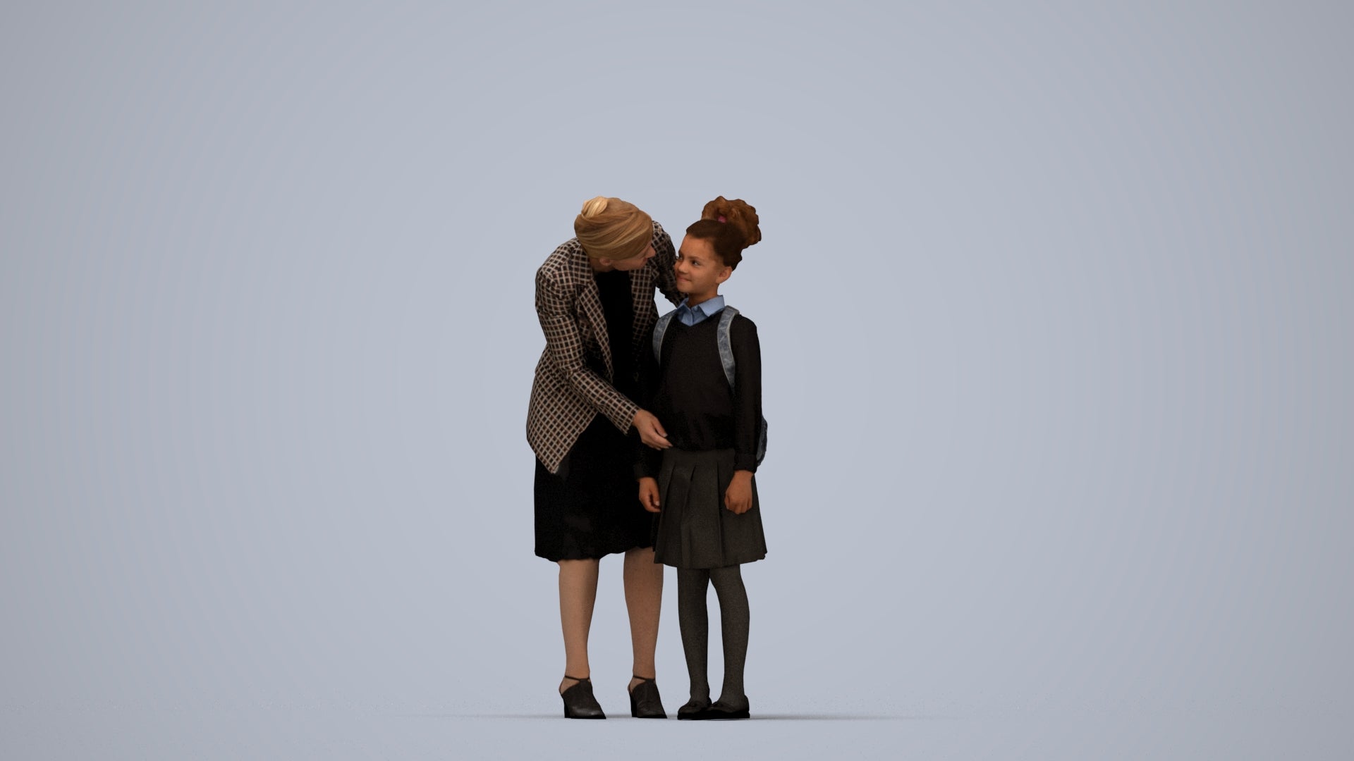 3D people model boy kids, scanned human for 3ds Max rendering, top-down view render