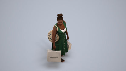 realistic 3D people woman casual shopping, render-ready for V-Ray and Corona, FBX OBJ, back view render