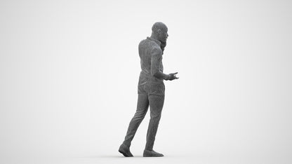 realistic 3D people man business walking, render-ready for V-Ray and Corona, FBX OBJ, wireframe side view
