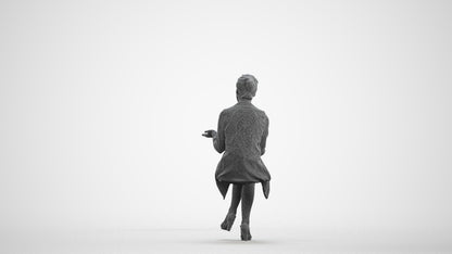 realistic 3D woman business sitting, scanned archviz people for Blender and 3ds Max, wireframe front view