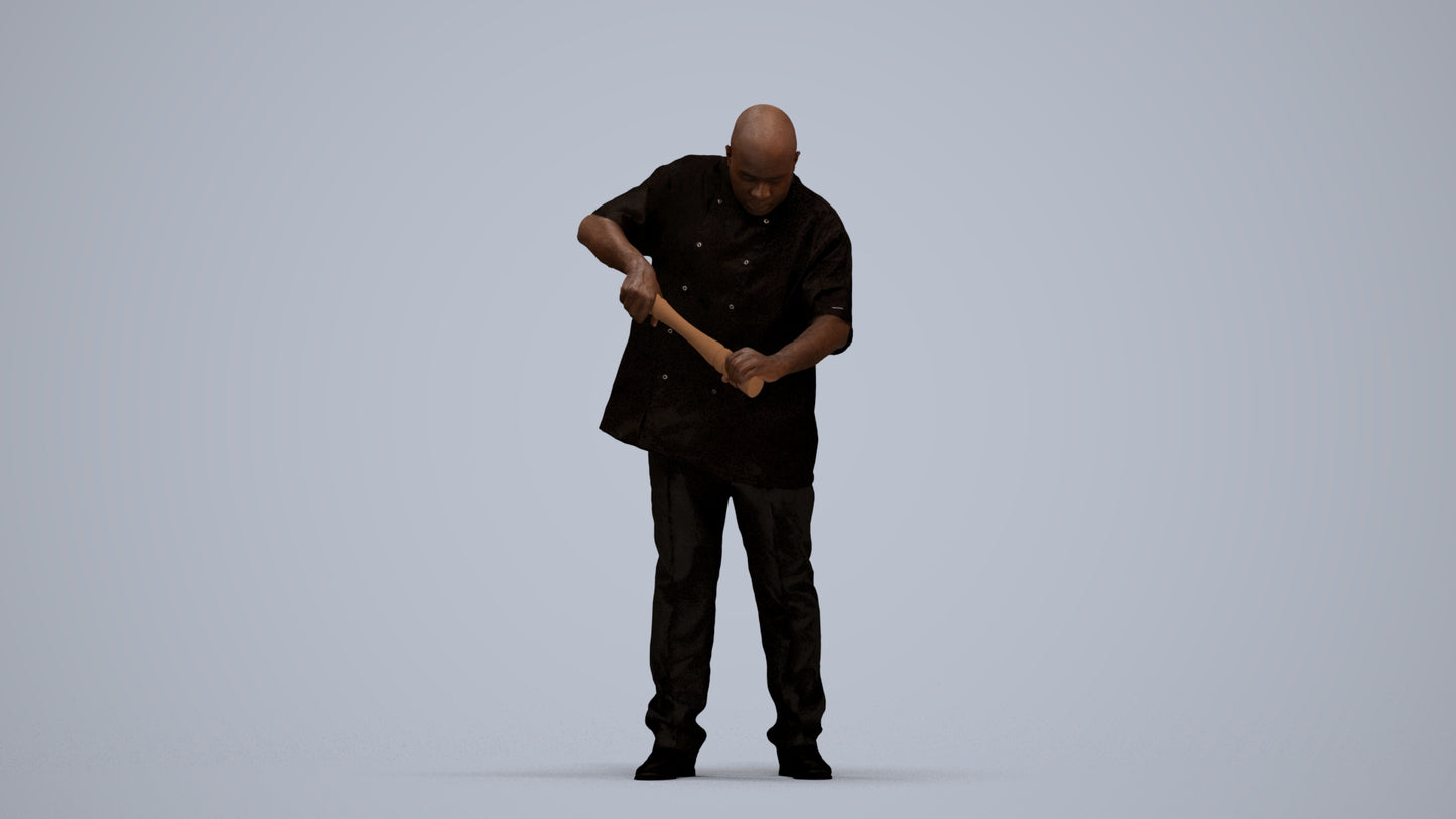 photogrammetry 3D man hospitality, realistic human model archviz FBX, standing pose render