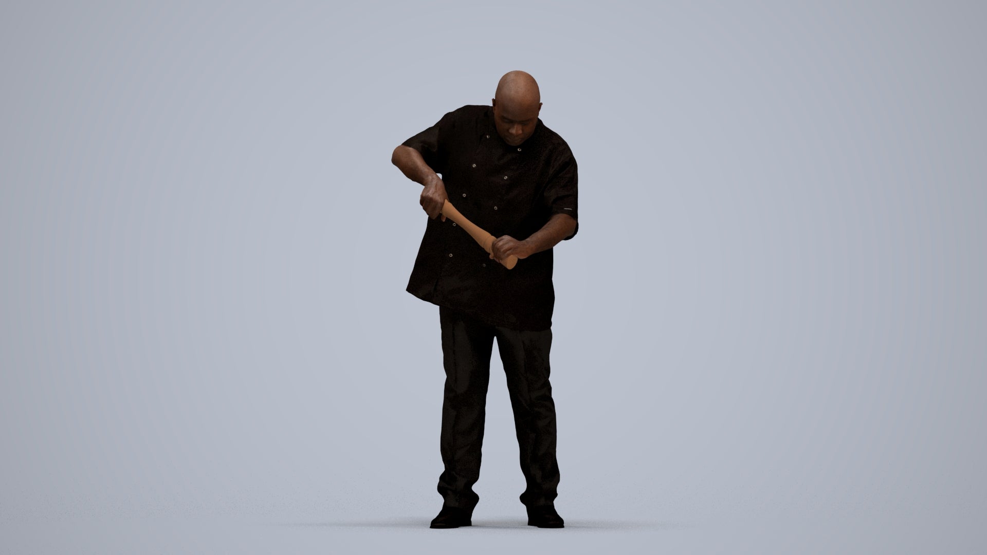 photogrammetry 3D man hospitality, realistic human model archviz FBX, standing pose render