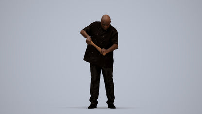 photogrammetry 3D man hospitality, realistic human model archviz FBX, standing pose render