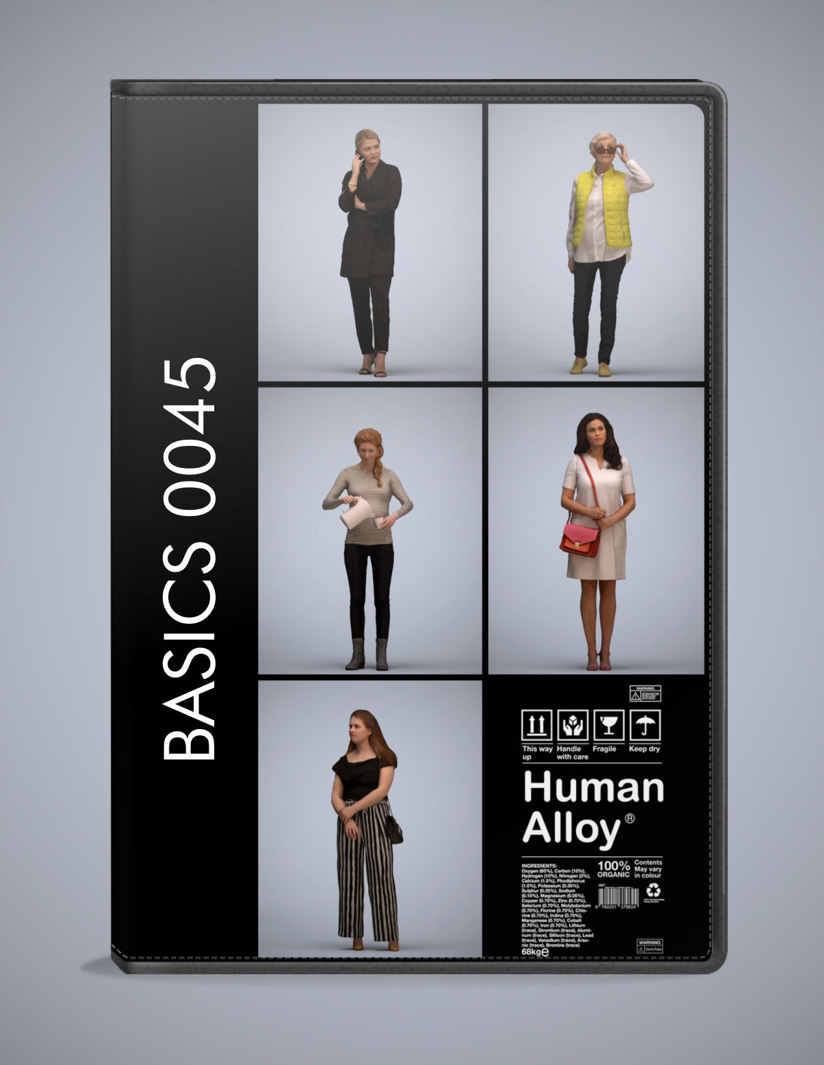 photogrammetry 3D people standing collection, 5 realistic human models archviz FBX