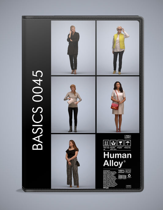 photogrammetry 3D people standing collection, 5 realistic human models archviz FBX
