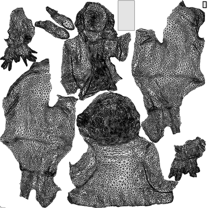 3D human model woman business, photogrammetry scanned person for archviz, wireframe back view