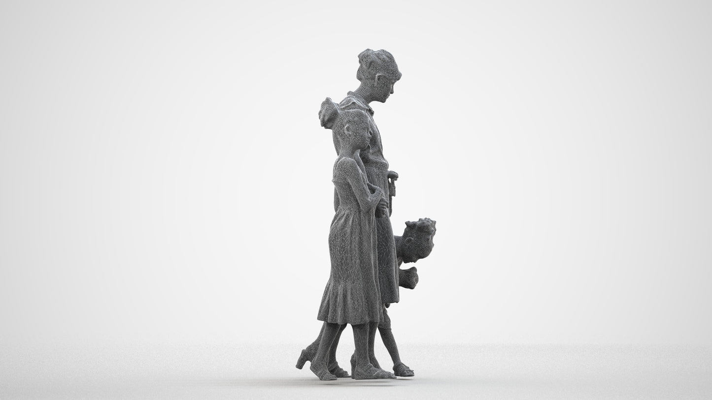 3D human model girl casual kids, photogrammetry scanned person for archviz, wireframe side view