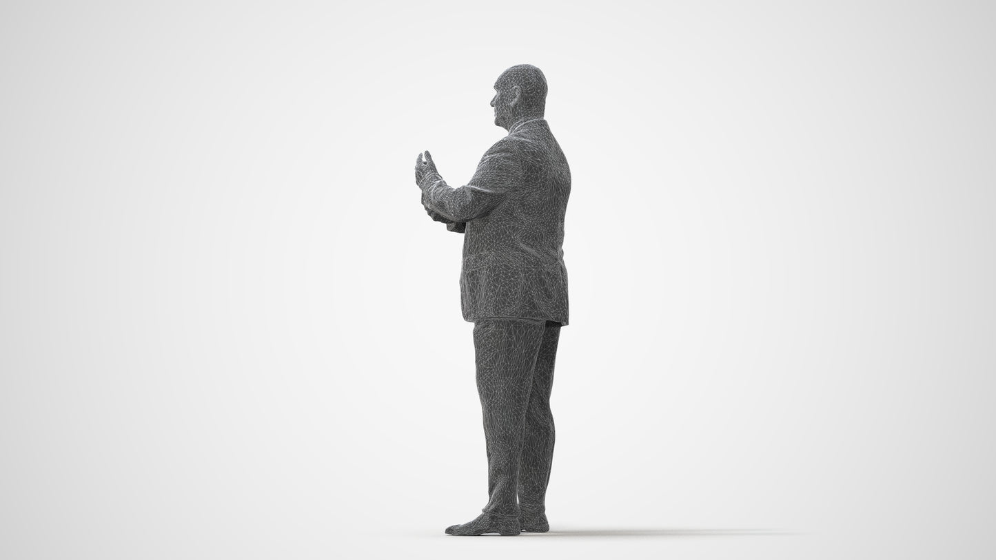 scanned 3D senior man business, photogrammetry people for Enscape and V-Ray, square thumbnail
