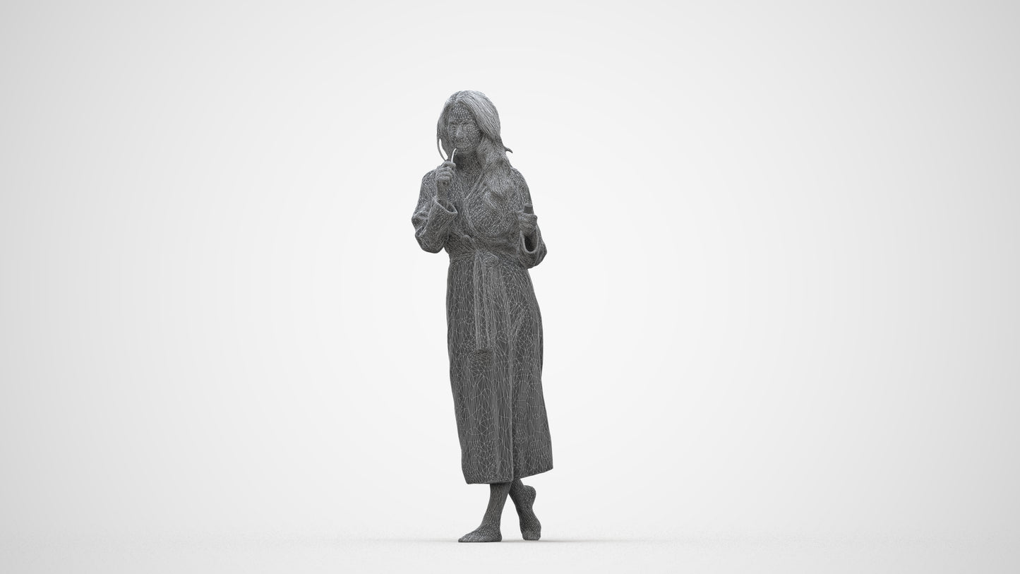 scanned 3D woman casual sport, photogrammetry people for Enscape and V-Ray, wireframe back view