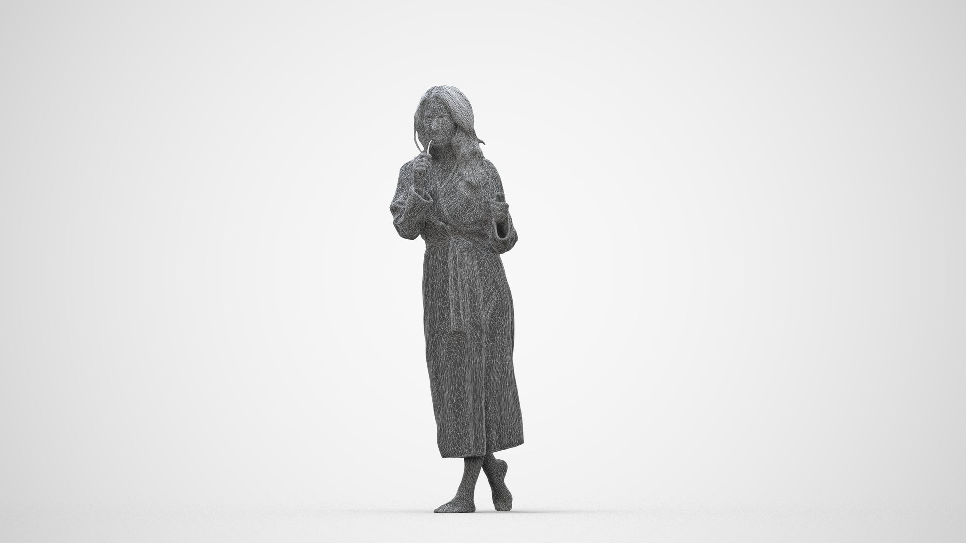 scanned 3D woman casual sport, photogrammetry people for Enscape and V-Ray, wireframe back view