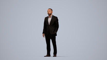 realistic 3D man business, scanned archviz people for Blender and 3ds Max, top-down view render