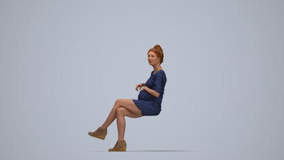 3D scanned woman sitting casual, photorealistic archviz people for Enscape and SketchUp, top-down view render