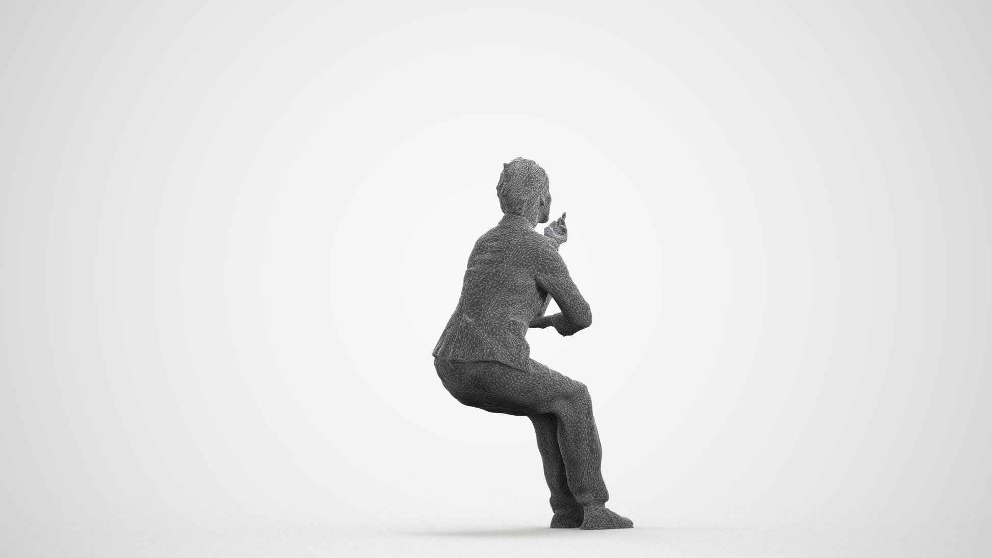 3D scanned woman business, photorealistic archviz people for Enscape and SketchUp, wireframe front view