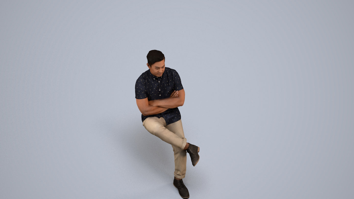 realistic 3D people man casual business, render-ready for V-Ray and Corona, FBX OBJ, back view render