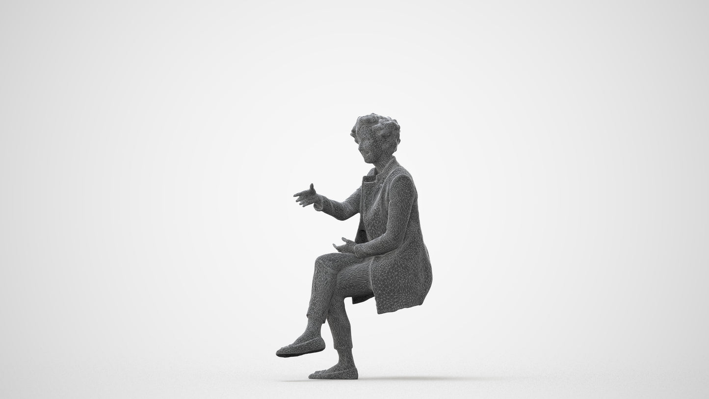 photogrammetry 3D woman business sitting, realistic human model archviz FBX, square thumbnail