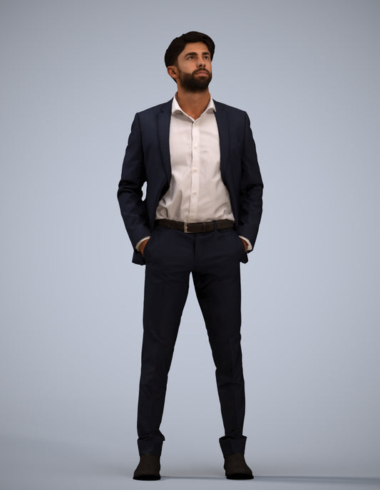 scanned 3D man business, photogrammetry people for Enscape and V-Ray