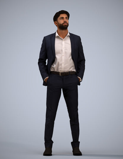 scanned 3D man business, photogrammetry people for Enscape and V-Ray