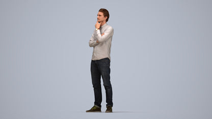 3D scanned man standing casual, photorealistic archviz people for Enscape and SketchUp, top-down view render