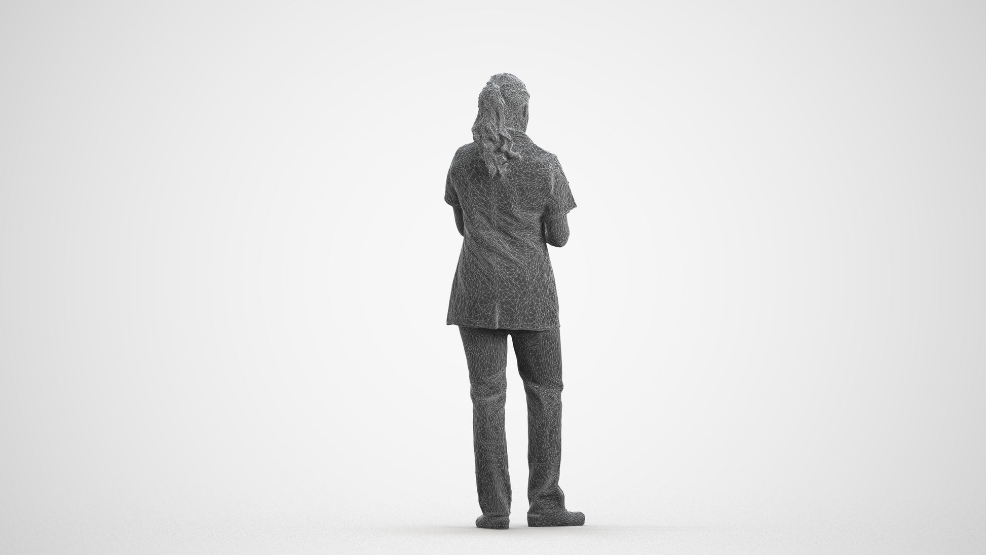 realistic 3D people woman medical, render-ready for V-Ray and Corona, FBX OBJ, wireframe front view