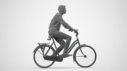 3D people model man casual cycling, scanned human for 3ds Max rendering, wireframe side view