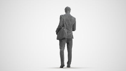 3D scanned man business formal, photorealistic archviz people for Enscape and SketchUp, wireframe front view