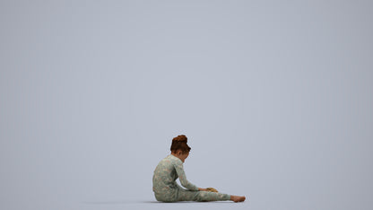 3D human model girl kids, photogrammetry scanned person for archviz, side view render