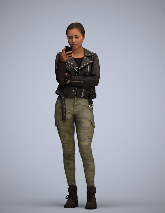 photogrammetry 3D woman casual standing, realistic human model archviz FBX