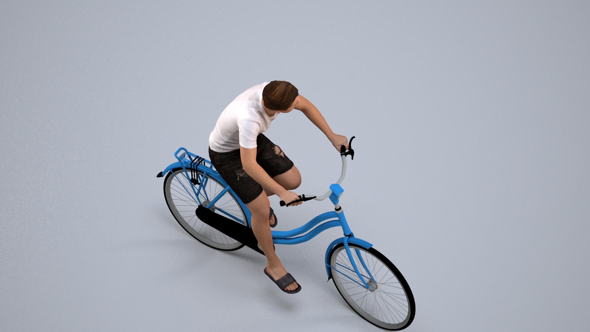 photogrammetry 3D boy casual cycling, realistic human model archviz FBX, back view render