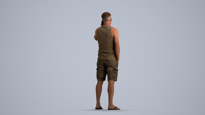 photogrammetry 3D man casual standing, realistic human model archviz FBX, front view render