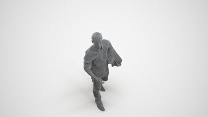 photogrammetry 3D man casual walking, realistic human model archviz FBX, wireframe three-quarter view
