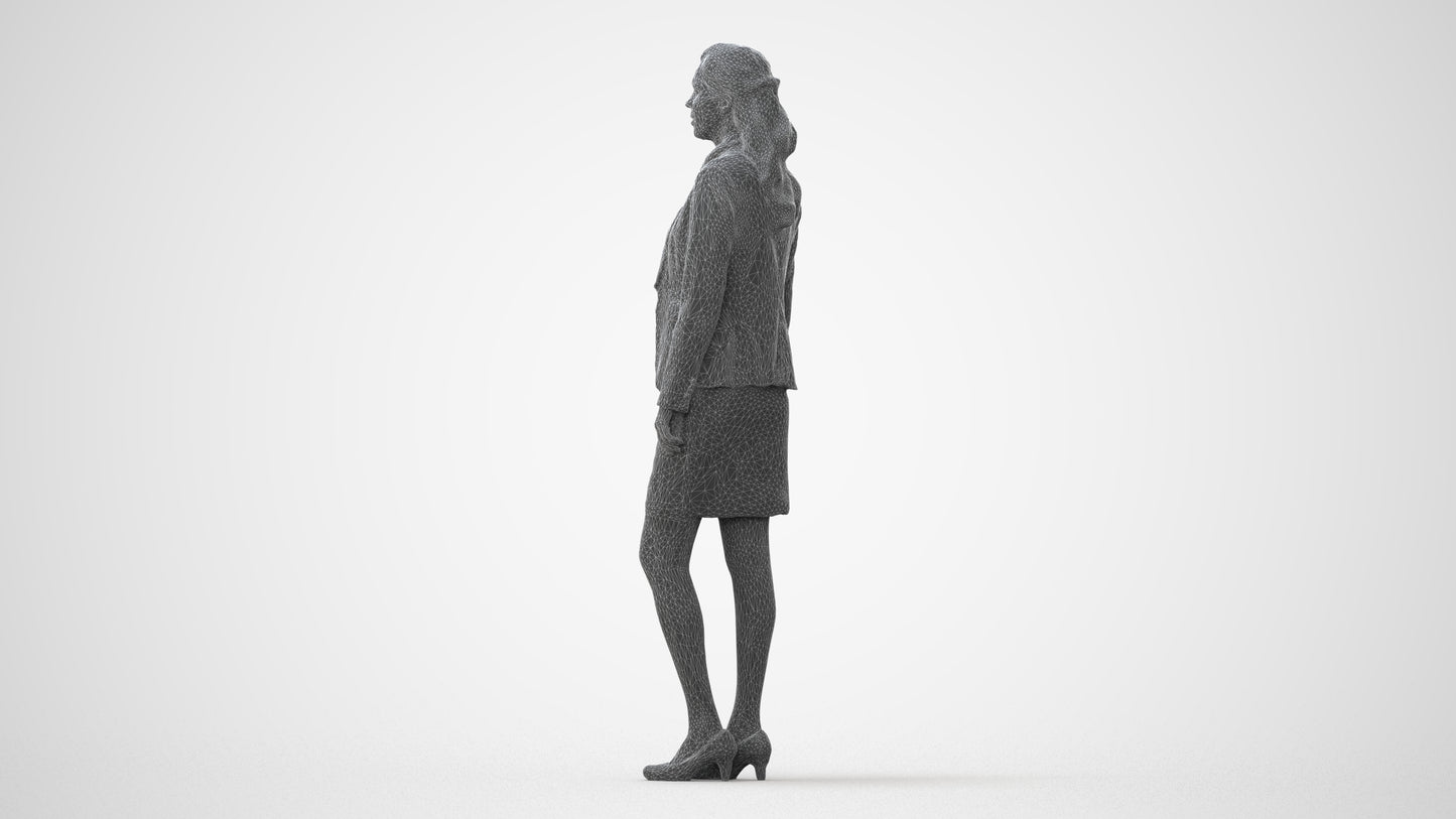realistic 3D human woman business, archviz people FBX OBJ for Blender, square thumbnail